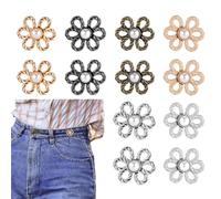 12pcs Fleur Boutons de Pantalon Ajustable, Boutons de Jeans Tendeur de Taille de Pantalon Décoratifs Épingles à Boutons de Jean pour Jeans Amples Pantalons Vêtements (Couture Nécessaire)