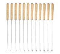 12pcs Fourchettes à Fondue en Acier Inoxydable 24cm, Pique a Fondueavec Manche en Bois de Chêne, Fourchette à Chocolat pour Couverts à Fondue Fromage Viande Fruits, Pic a Fondue pour Dîner, Barbecue
