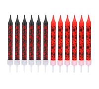 12pcs Halloween Bougies d'Anniversaire, Effrayantes Rouges et Noires Verticales Bougie Décoration de Gâteaux d'Halloween pour la Maison la Table La Maison Hantée les Fêtes
