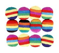 12pcs Hand-Made Knitted Footbags, Colorful Crochet Kick Balls, Handwoven Juggling Bags, Assorted Foot Bag Crochet Hacky Ball for Kids, Adults, In/Outdoor Party Games, Balance and Coordination Training