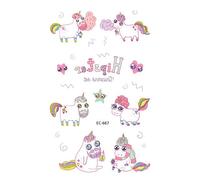 12pcs Imperméable À L'eau Enfants Tatouage Autocollant Dessin Animé Amour Licorne Tatouage Autocollant Temporaire Animal Tatouage Visage M1038