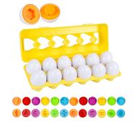 12pcs Jouets D'oeufs Correspondant Puzzle Montessori Oeufs Éducatifs Géométrique Jouets, Enfants Enseignement Précoce Reconnaître Les Formes de Couleur Patchwork, 1 2 3 Ans Boîte à œufs Jou