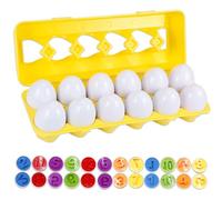 12pcs Jouets D'oeufs Correspondant Puzzle Montessori Oeufs Éducatifs Géométrique Jouets, Enfants Enseignement Précoce Reconnaître Les Formes de Couleur Patchwork, 1 2 3 Ans Boîte à œufs Jou (Style 2)