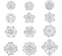 12pcs Kit De Broches En Strass Transparent,Cristal Fleur Broches Broches Élégant Couronne Losange Étoile Broche Épinglette Pour Mariée Demo Lle D'honneur Mariage[L539]