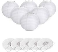 12pcs Lanterne en papier abat-jour Lampion en forme de boule blanche forme de balle（Blanc）