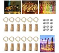 12pcs LED Bouteille Guirlande Lumineuse, 1m 10 LED Bouchon led bouteille Étanche Décoration pour Halloween Noël Mariage Blanc Chaud