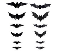 12PCS Lumière LED Halloween 3D Bat Décoration, 30,5x8,5cm Lumière Halloween Exterieur Bat, Alimentation par Piles, Réutilisable, Facile À Coller, pour Décorer Fenêtres, Tables, Cheminées