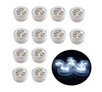 12pcs Lumière LED Submersible flamme LED Bougies Chauffe-Plat à piles Fête Submersible pour Aquarium, Base de Vase, Étang, Sol de Piscine, Salle de Bains, Partie Décorations Blanc froid