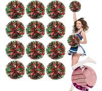 12PCS Metal Cheerleader pompon,25cm Cheerleader pompon Cheerleader pompon pour l'école danse Sport équipe esprit Cheerleader (rouge + vert)