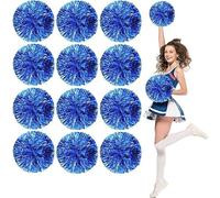 12PCS Metal Cheerleader pompon,30cm Cheerleader pompon Cheerleader pompon pour l'école danse Sport équipe esprit Cheerleader (Bleu)