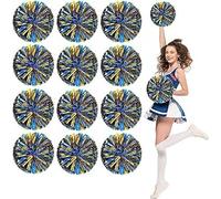 12PCS Metal Cheerleader pompon,30cm Cheerleader pompon Cheerleader pompon pour l'école danse Sport équipe esprit Cheerleader (Bleu + Or)