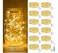 12pcs Mini Guirlande LED à Pile - Petite Guirlande Lumineuse Led Interieur Décoration - 2M, 20LED, 3 Modes - pour Jardin, Fête, Noël
