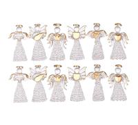 12pcs Mini Ornements de Noël Transparence Suspendue en Verre Ange Art prière Gardien Ange Notation pour Arbre de Noël décoration Religieuse extérieure intérieure