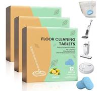 12pcs Nettoyant Sol en Pastilles Nettoyant pour Sols Durs, Solution de Nettoyage Dissoluble Pré-dosée pour Parquet, Compatible avec Robots Laveurs et Aspirateurs Eau/Poussière(36pcs)