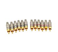 12PCS Noir et Rouge sans soudure RCA mono plug pour câble de haut-parleur DIY,plaqué or audio vidéo RCA mâle connecteur adaptateur pour amplificateur hifi,haut-parleur surround