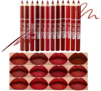 12pcs Nude Matte Lip Liner Crayon Pencil And Lipstick Set,Thick Matte 24 Hour Long Lasting Waterproof Lipstick,Matte Lipstick And Lip Crayon Lip Liner Pencil Pen Set For Women(01,02)