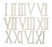 12pcs Numéros romains en bois, Nombres de bois inachevés Roman Numerals Formes Nombres Ornements pour l'embellissement en bois artisanal