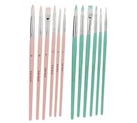 12pcs Nylon Paint Brush Set Washable Cleanable Lightweight Durable Nylon Wool Material Watercolor Brushes for Beginners Artists Kids Adults Oil Acrylic Watercolor Painting Art (Sakura pink + bamboo