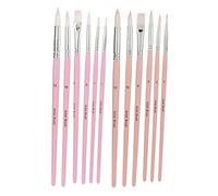 12pcs Nylon Paint Brush Set Washable Cleanable Lightweight Durable Nylon Wool Material Watercolor Brushes for Oil Acrylic Painting Art Craft Ceramics Model Nail Art (Rose Sakura + violet hibiscus)