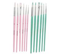 12pcs Nylon Paint Brush Set Washable Cleanable Lightweight Durable Nylon Wool Material Watercolor Brushes for Beginners Artists Kids Adults Oil Acrylic Watercolor Painting Art (Bamboo green +