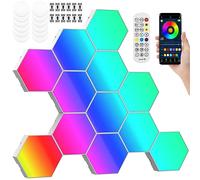 12pcs Panneau LED Hexagone Murale Lampe, Smart Music Sync Deco Modulaires RGB Lights App &Télécommande Contrôle, Gaming Setup Neon Deco Appliques pour Decor Accueil, Bar, Fête, Salles Gaming (12pcs)