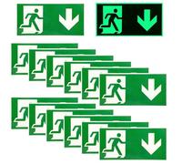 12pcs Panneau Sortie de Secours: 300 x 150 mm Panneau Issue de Secours, Plaque de Issue der Secours, Panneau de Sortie Urgence Photoluminescents, Autocollant Panneau Sortie de Secours