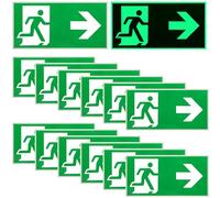 12pcs Panneau Sortie de Secours: 300 x 150 mm Panneau Issue de Secours, Plaque de Issue der Secours, Panneau de Sortie Urgence Photoluminescents, Autocollant Panneau Sortie de Secours