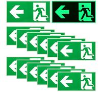 12pcs Panneau Sortie de Secours: 300 x 150 mm Panneau Issue de Secours, Plaque de Issue der Secours, Panneau de Sortie Urgence Photoluminescents, Autocollant Panneau Sortie de Secours