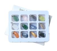 12pcs pendentifs en pierre de larme chic avec un cordon PU Silvertone Placage à la main Colliers en pierre d'anniversaire