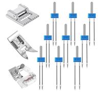 12pcs Pied de Couture à Aiguilles Doubles, Aiguilles Doubles en Métal pour Machine à Coudre avec 3 Pieds de Couture Différents