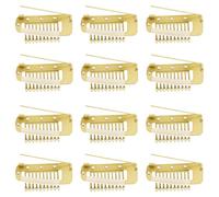 12pcs Pince Perruque avec Épingles de Sûreté, Extension Cheveux Pince à 10 Dents Invisible Forte Chunni Grip Dupatta Clips de Réglage pour Filles Femmes Perruque Foulard hijab et Tikka(Or)