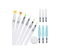 12pcs Pinceaux Aquarelle Réservoir d'eau avec Palette Pinceau à Eau avec Pointe Fine Plate Set de Stylo Aquarelle pour Peinture Colorier Mélange