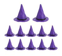 12pcs Plastique Mini Chapeaux Sorcière, Petit Ornement Chapeau Magicien Miniatures Maison Poupée Halloween pour Décor Maison Hantée Bricolage Fournitures Fête Halloween (Violet)