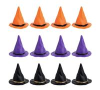 12pcs Plastique Mini Chapeaux Sorcière, Petit Ornement Chapeau Magicien Miniatures Maison Poupée Halloween pour Décor Maison Hantée Bricolage Fournitures Fête Halloween (3 Couleurs)