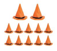 12pcs Plastique Mini Chapeaux Sorcière, Petit Ornement Chapeau Magicien Miniatures Maison Poupée Halloween pour Décor Maison Hantée Bricolage Fournitures Fête Halloween (Orange)