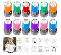 12PCS Plastique Tampon Auto Encreur, Tampons Encreurs Enseignants Allemand, Tampons Enseignants pour Cadeau Professeur, Tampon Ecole Mignon pour Encourager et Motiver les Élèves