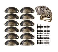 12pcs Poignées de Tiroir + 12pcs Cadres Étiquettes Vintages Poignées + 48pcs Vis Boutons de Meuble Métal Bronze Rétro Vintage Acienne Décoration Porte Meuble Tiroir