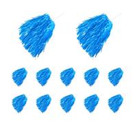12pcs Pompons de Cheerleading Bleu, Pompes de Cheerleading à la main, Pompons de Pom-pom Girl Réutilisables avec Poignée en Plastique, Accessoires pour l'équipe de danse et Compétition Sportive