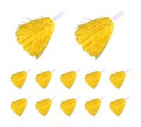 12pcs Pompons de Cheerleading Jaune, Pompes de Cheerleading à la main, Pompons de Pom-pom Girl Réutilisables avec Poignée en Plastique, Accessoires pour l'équipe de danse et Compétition Sportive