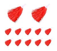 12pcs Pompons de Cheerleading Rouge, Pompes de Cheerleading à la main, Pompons de Pom-pom Girl Réutilisables avec Poignée en Plastique, Accessoires pour l'équipe de danse et Compétition Sportive