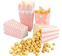 12pcs Popcorn Boite,Boîtes À Popcorn Avec Motif Ondulé Rayures,Conteneurs De Bonbons En Papier,Sacs De Papier De Maïs Éclatés Pour Les Anniversaires,Soirée Cinéma,Carnaval,Fête (Rose)
