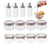 12pcs Portable en plastique Conteneurs d'assaisonnement en plastique Ensemble avec boîte ronde et carrée, pots d'épices, distributeurs de condiments faciles à nettoyer pour la cuisine, table à m