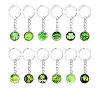 12PCS Porte-bonheur Trèfle à Quatre Feuilles Porte-clés, Porte-bonheur Trèfle à Quatre Feuilles Petit Pendentif Trèfle à Quatre Feuilles Porte-bonheur du Nouvel An Porte-bonheur pour Enfants Homme