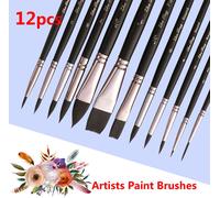 12pcs Professional Paint Brushes Nylon Hair Delicate Wooden Handle Paintbrush Painting Brushes Kit Gift for Artists Children Adults for Acrylic Oil Watercolor Gouache Body Face Miniature Detail Painti