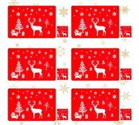 12pcs PVC Napperons de Noël et Coaster, Plastique Résistant à La Chaleur Set de Renne Lavables Table Home Party dîner de Noël Décoration