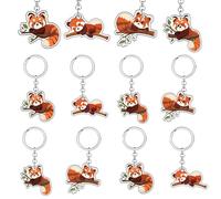 12pcs Red Panda Keychain Cute Panda Themed Party Favors Sac à dos en bambou Keychain Acrylique pour garçons filles Animal Theme Baby Shower Décorations d'anniversaire Fournitures de fête