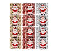 12pcs Ronds de Serviettes Noël Anneaux Serviettes Diamant Père Noël Décoration Table Dîner (Rouge Or)