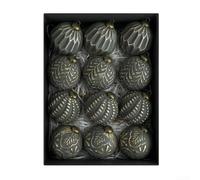 12PCS Rustic Christmas Ornaments 8cm Polypropylene | pour Sapin en Polypropylène avec Finition Distressée et Brillant Électrolytique, Idéales pour Fêtes de Fin d'Année