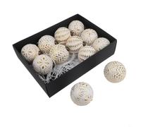 12PCS Rustic Christmas Ornaments 8cm Polypropylene | pour Sapin en Polypropylène avec Finition Distressée et Brillant Électrolytique, Idéales pour Fêtes de Fin d'Année