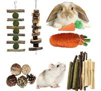 12PCS Set de Jouets à Mâcher pour Rongeurs, Bunny Friandises Et Balle Timothy Jouet Crayon de Foin Pour Lapin Bunny Cochon d'Inde Chinchilla Hamster